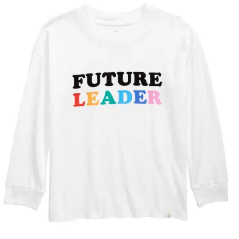 TREASURE & BOND Kids' Graphic Tee In White Rainbow Future Leader Multiple Sizes
